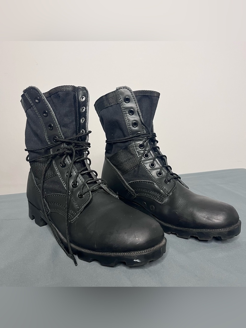 Ro-Search Black Leather Combat Boots Size 10R Army Military Jump Boots Grunge